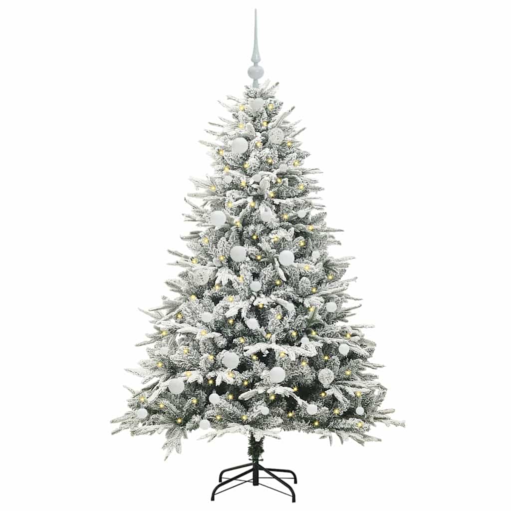 Albero di Natale Artificiale Pre-illuminato con Set di Palline