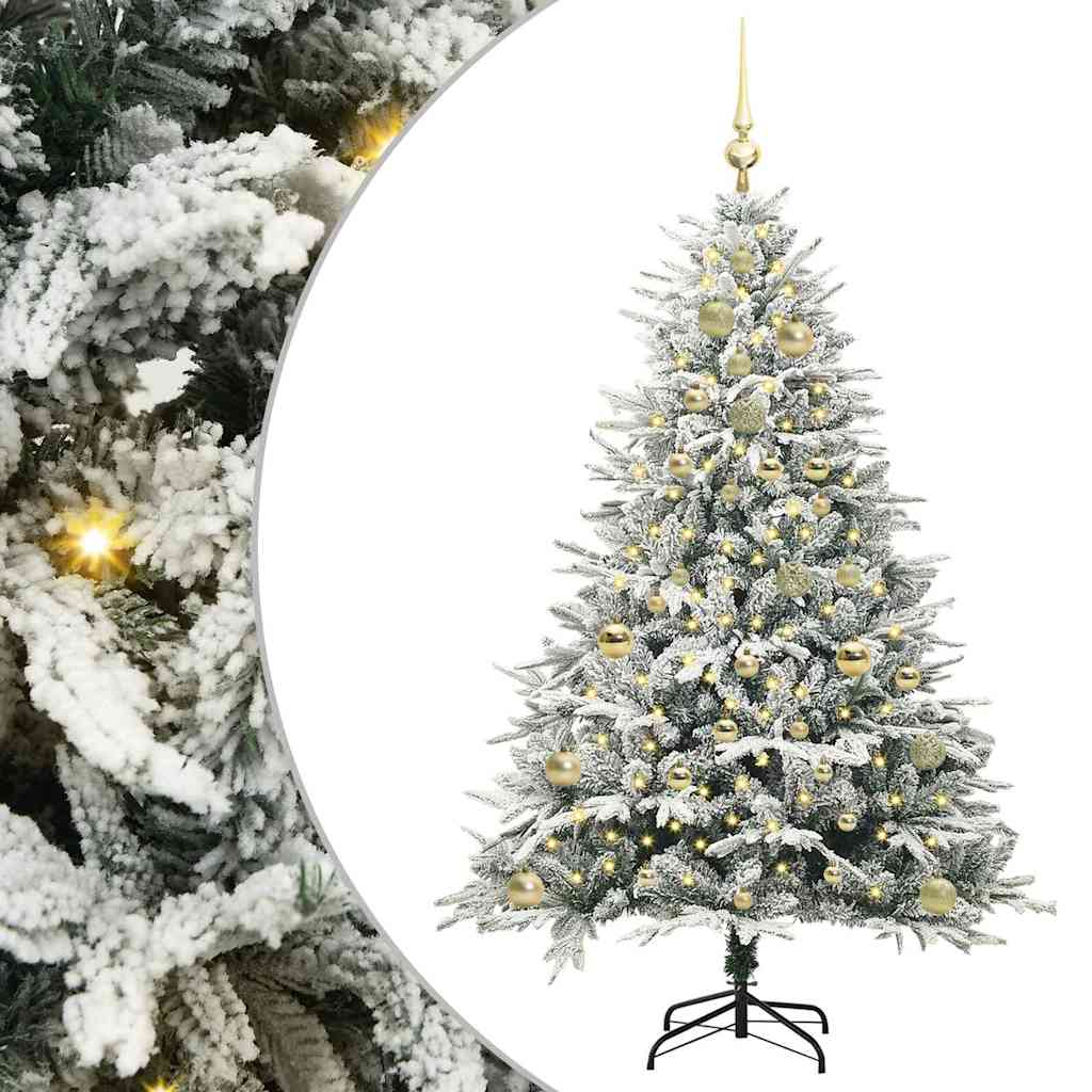 Albero di Natale Artificiale Pre-illuminato con Set di Palline