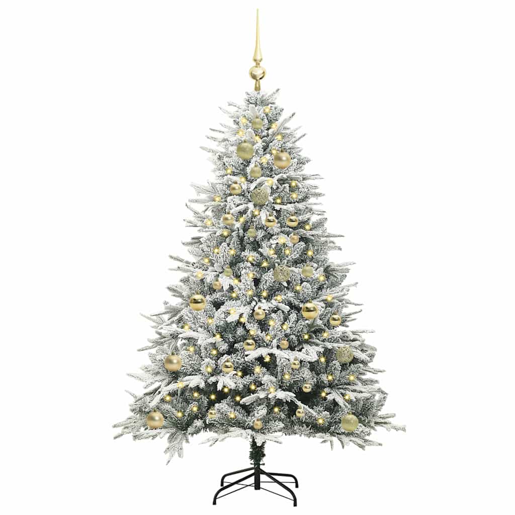 Albero di Natale Artificiale Pre-illuminato con Set di Palline