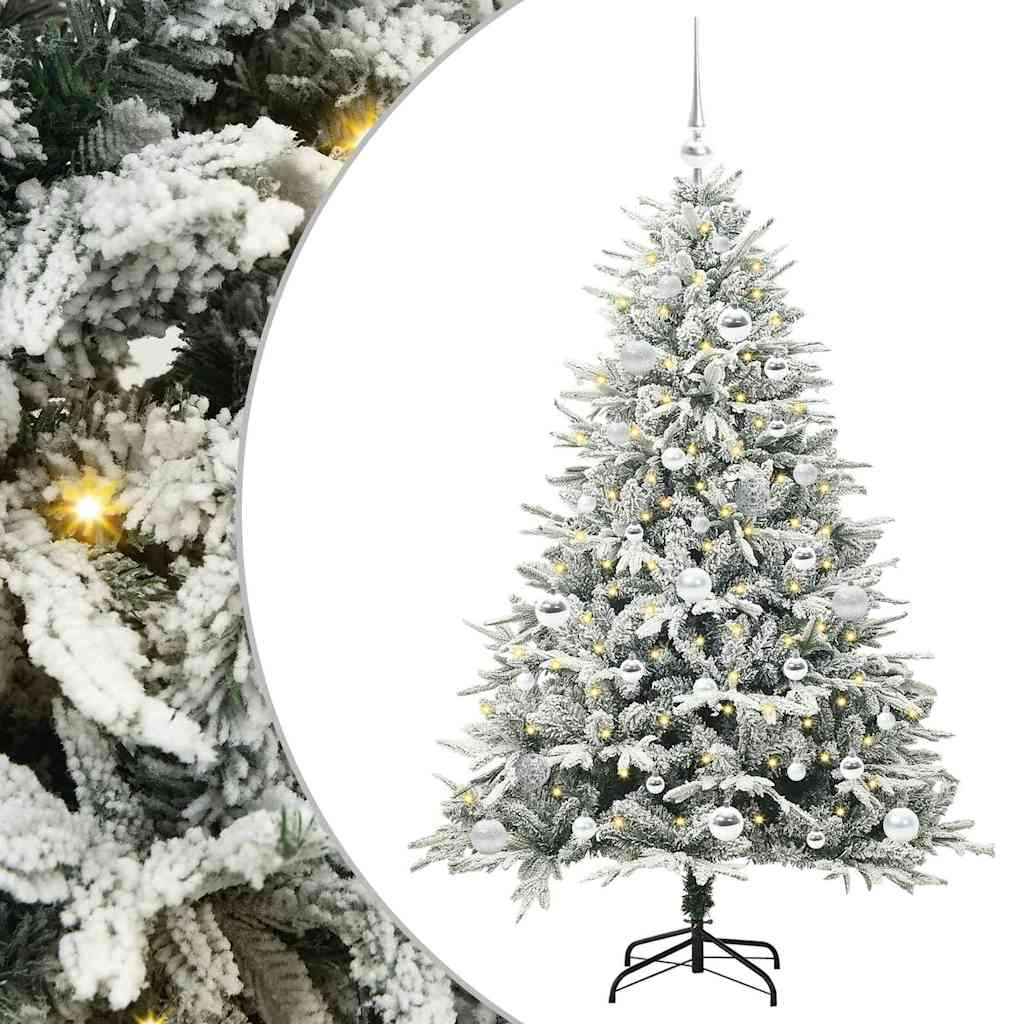 Albero di Natale Artificiale Pre-illuminato con Set di Palline