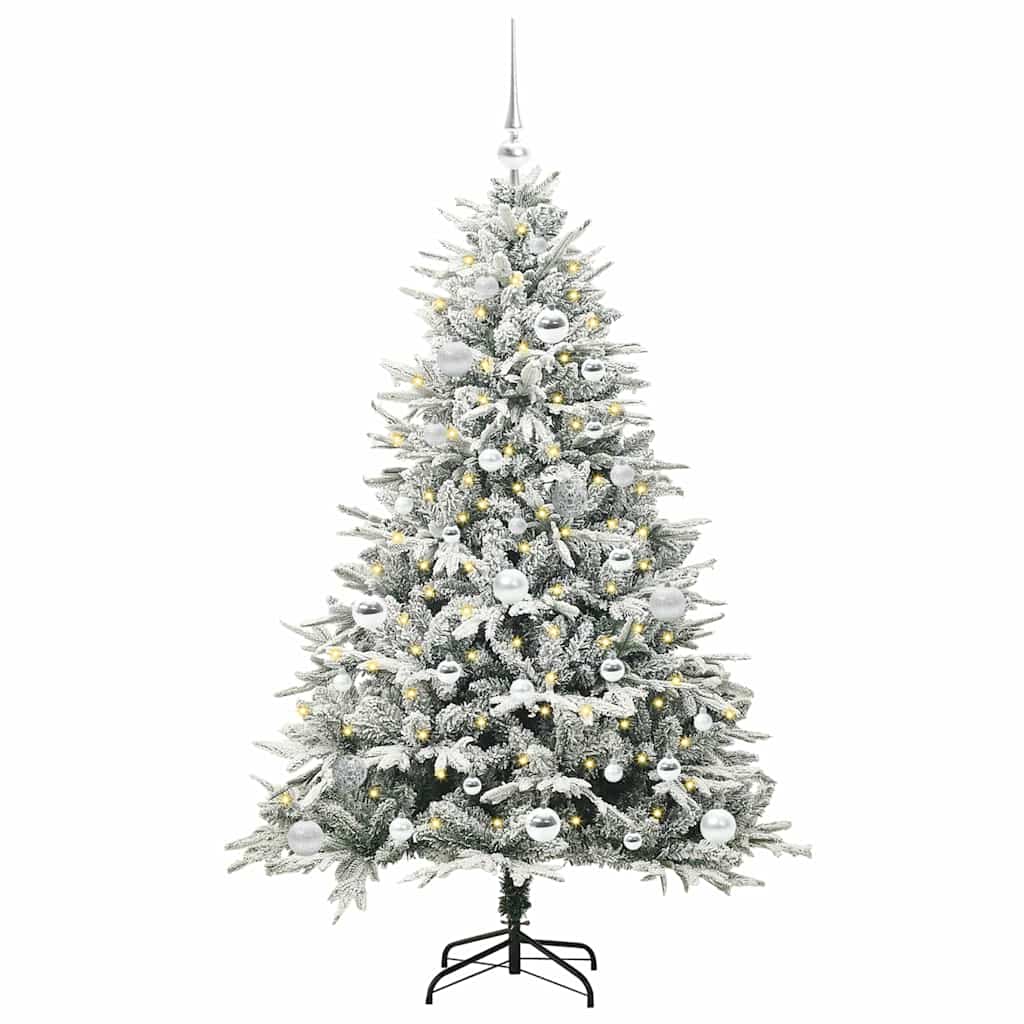 Albero di Natale Artificiale Pre-illuminato con Set di Palline