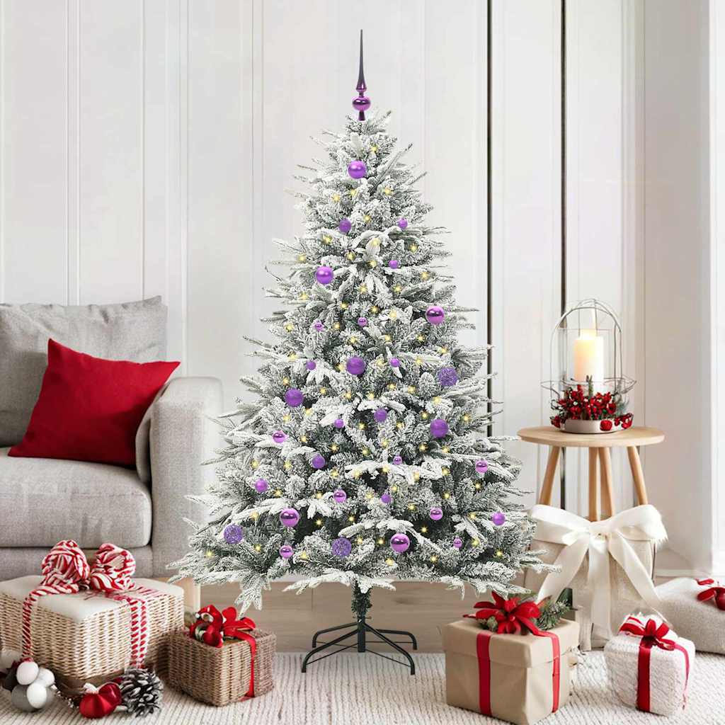 Albero di Natale Artificiale Pre-illuminato con Set di Palline