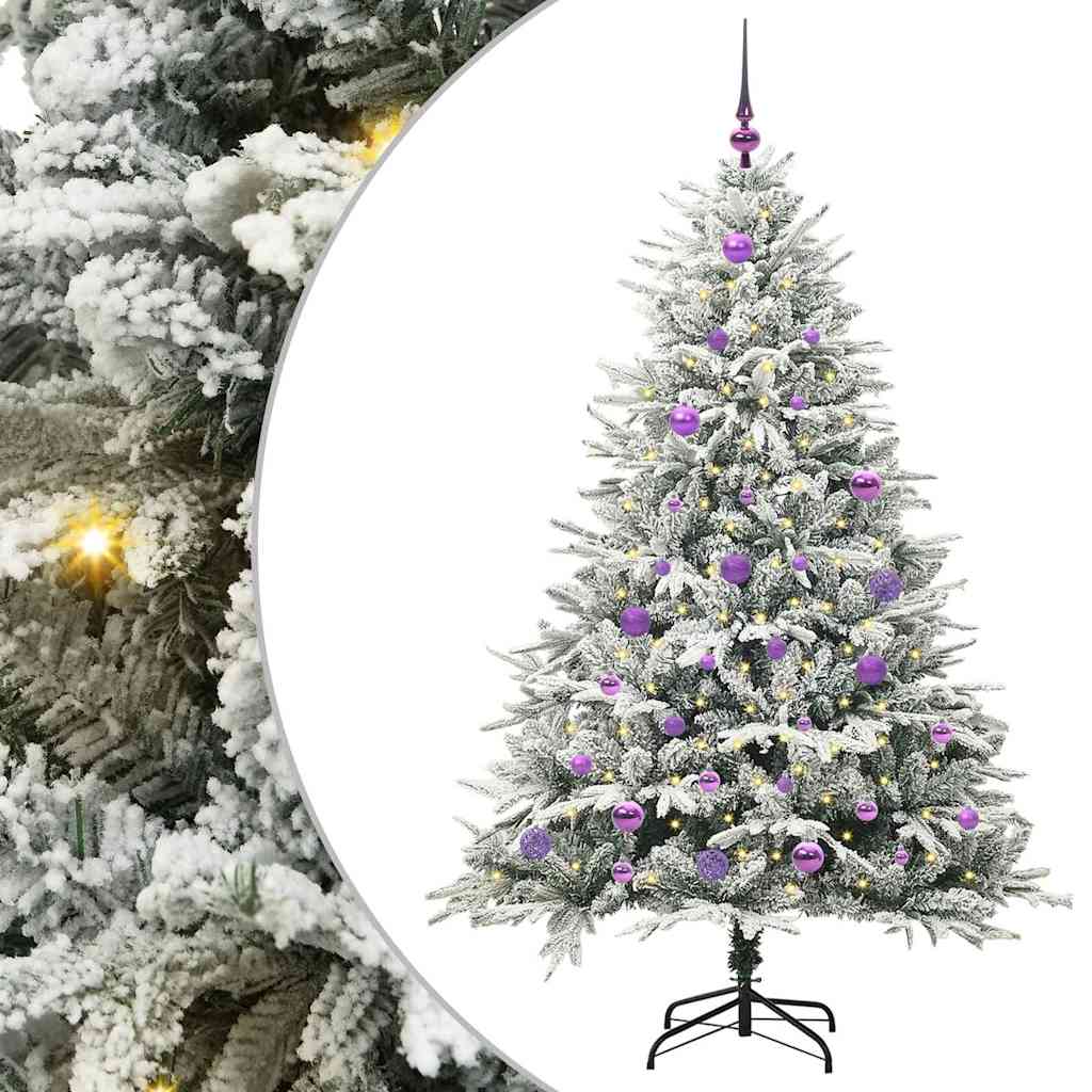 Albero di Natale Artificiale Pre-illuminato con Set di Palline
