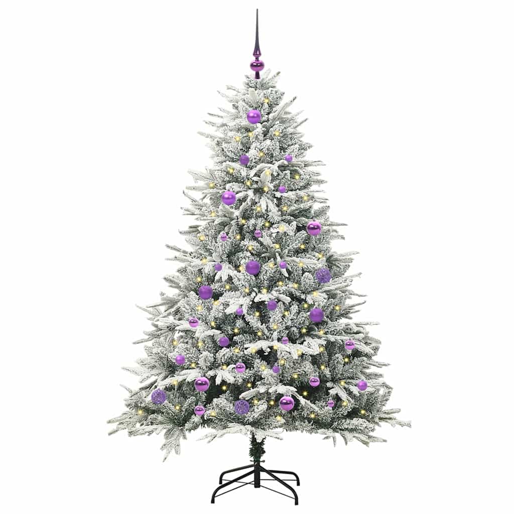 Albero di Natale Artificiale Pre-illuminato con Set di Palline