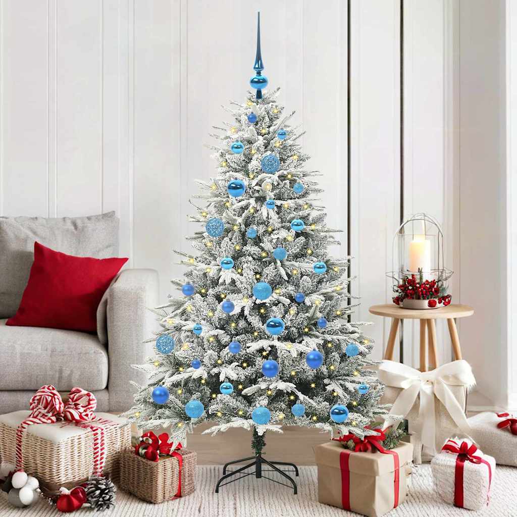 Albero di Natale Artificiale Pre-illuminato con Set di Palline