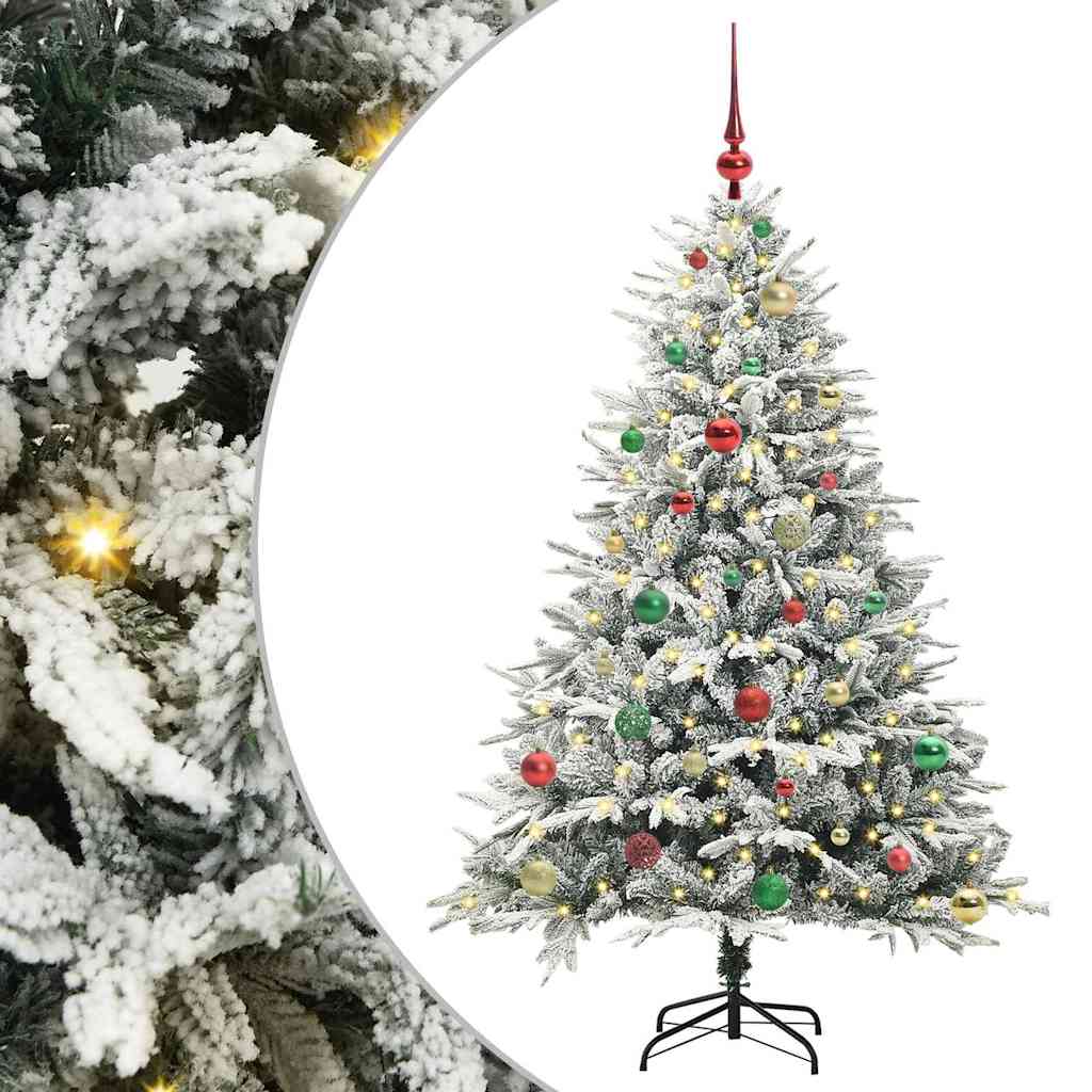 Albero di Natale Artificiale Pre-illuminato con Set di Palline