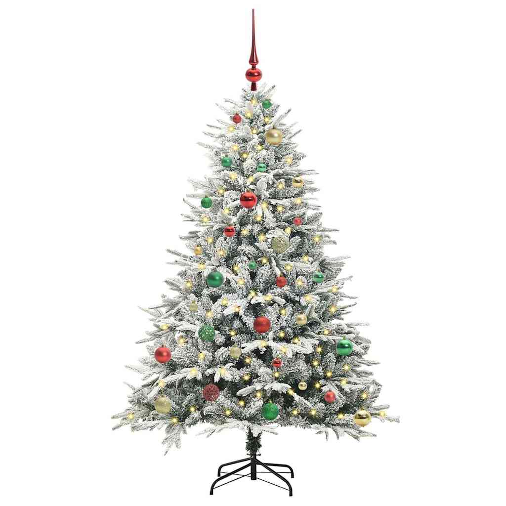 Albero di Natale Artificiale Pre-illuminato con Set di Palline