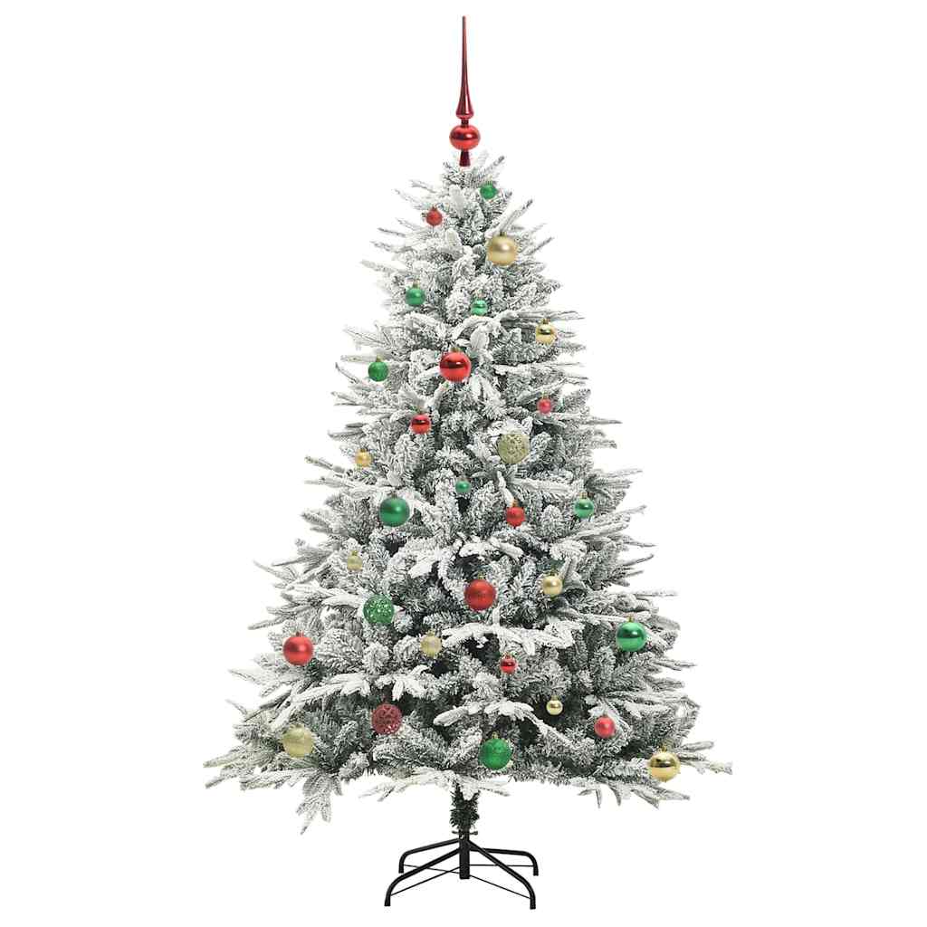 Albero di Natale Artificiale Pre-illuminato con Set di Palline
