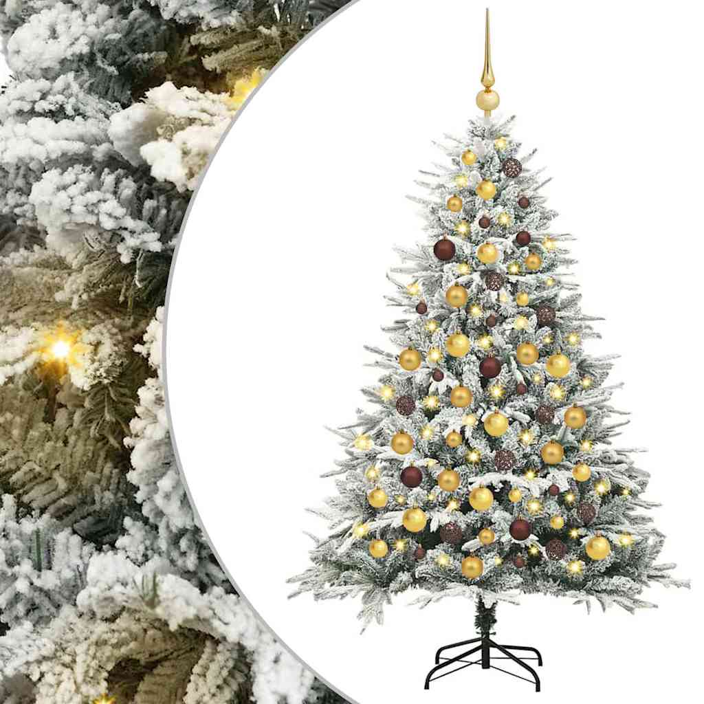 Albero di Natale Artificiale Pre-illuminato con Set di Palline