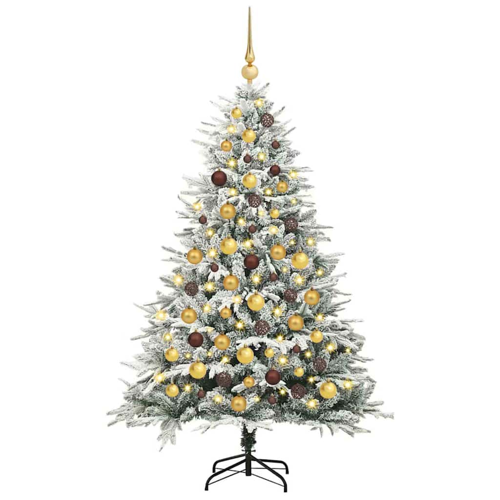 Albero di Natale Artificiale Pre-illuminato con Set di Palline