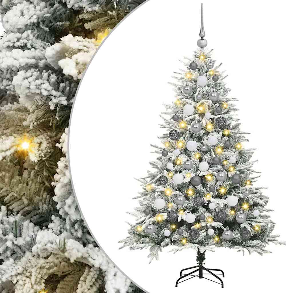 Albero di Natale Artificiale Pre-illuminato con Set di Palline