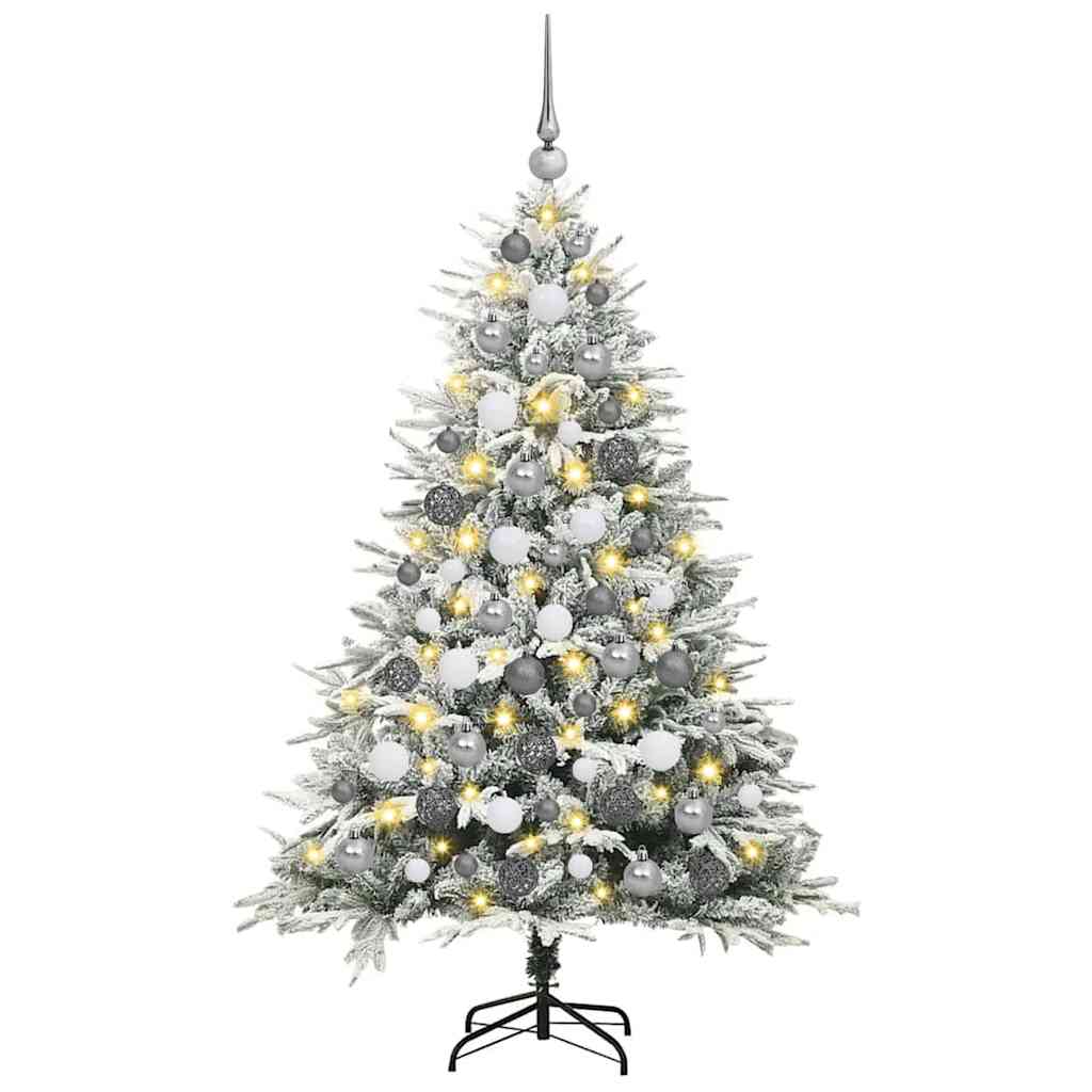 Albero di Natale Artificiale Pre-illuminato con Set di Palline