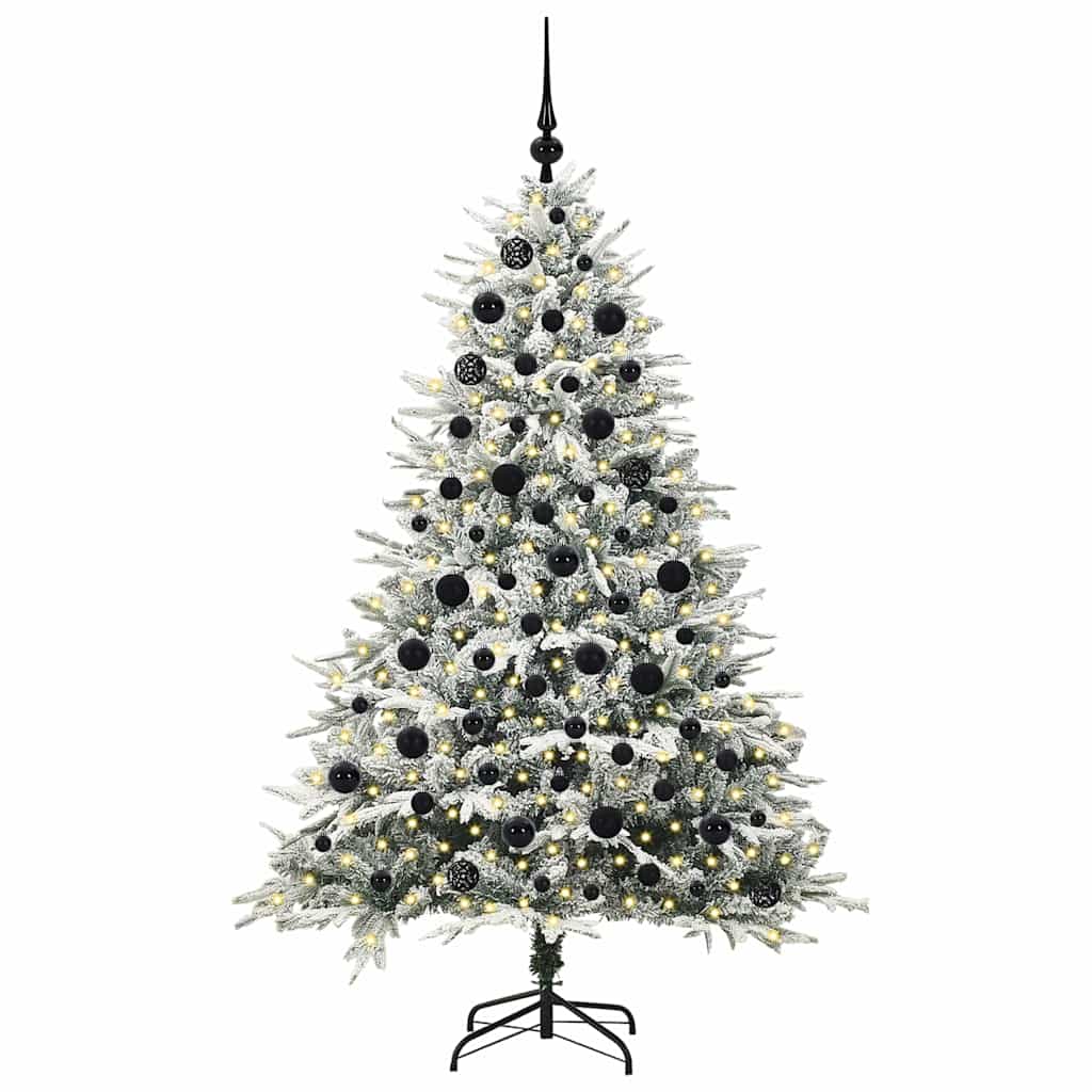 Albero di Natale Artificiale Pre-illuminato con Set di Palline