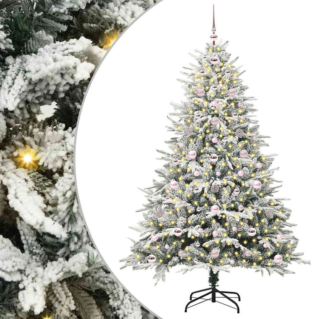 Albero di Natale Artificiale Pre-illuminato con Set di Palline