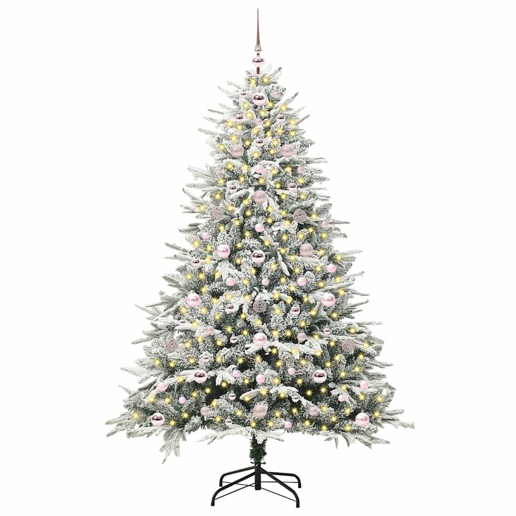 Albero di Natale Artificiale Pre-illuminato con Set di Palline