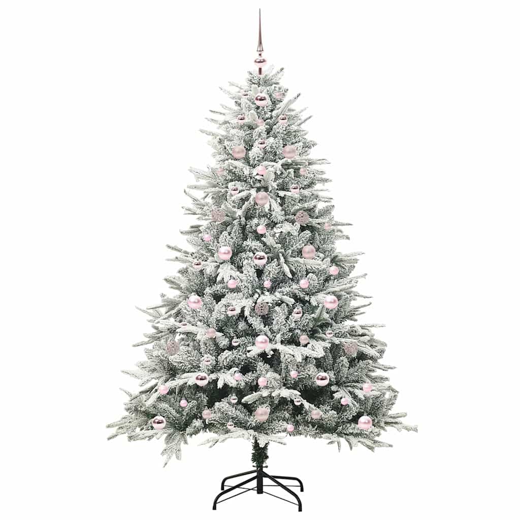 Albero di Natale Artificiale Pre-illuminato con Set di Palline