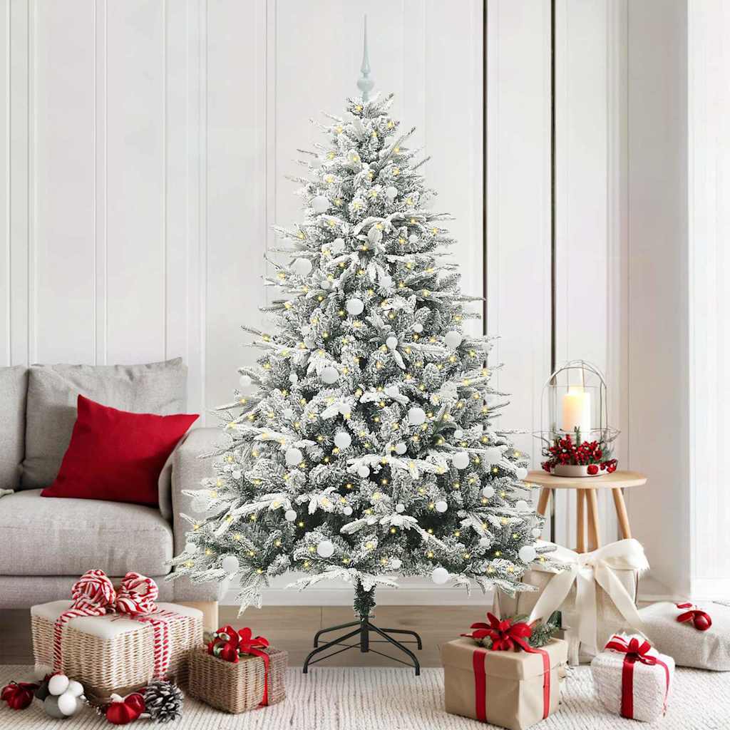Albero di Natale Artificiale Pre-illuminato con Set di Palline