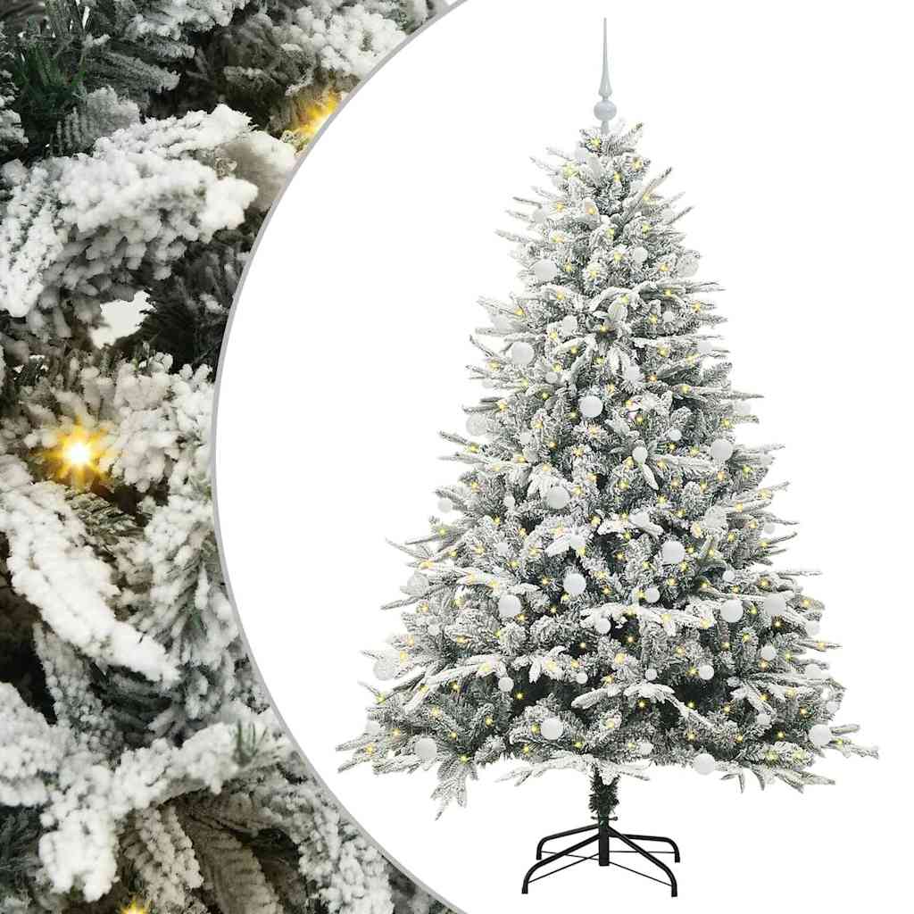 Albero di Natale Artificiale Pre-illuminato con Set di Palline