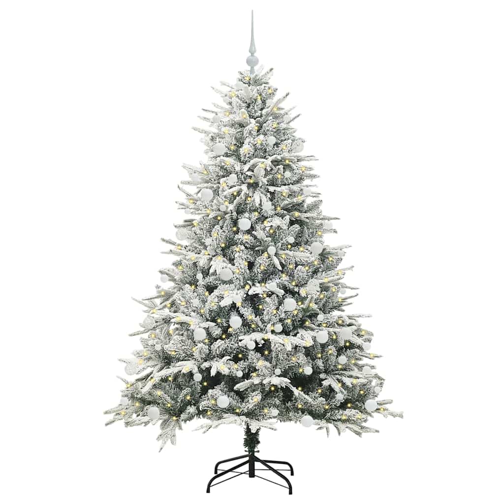 Albero di Natale Artificiale Pre-illuminato con Set di Palline