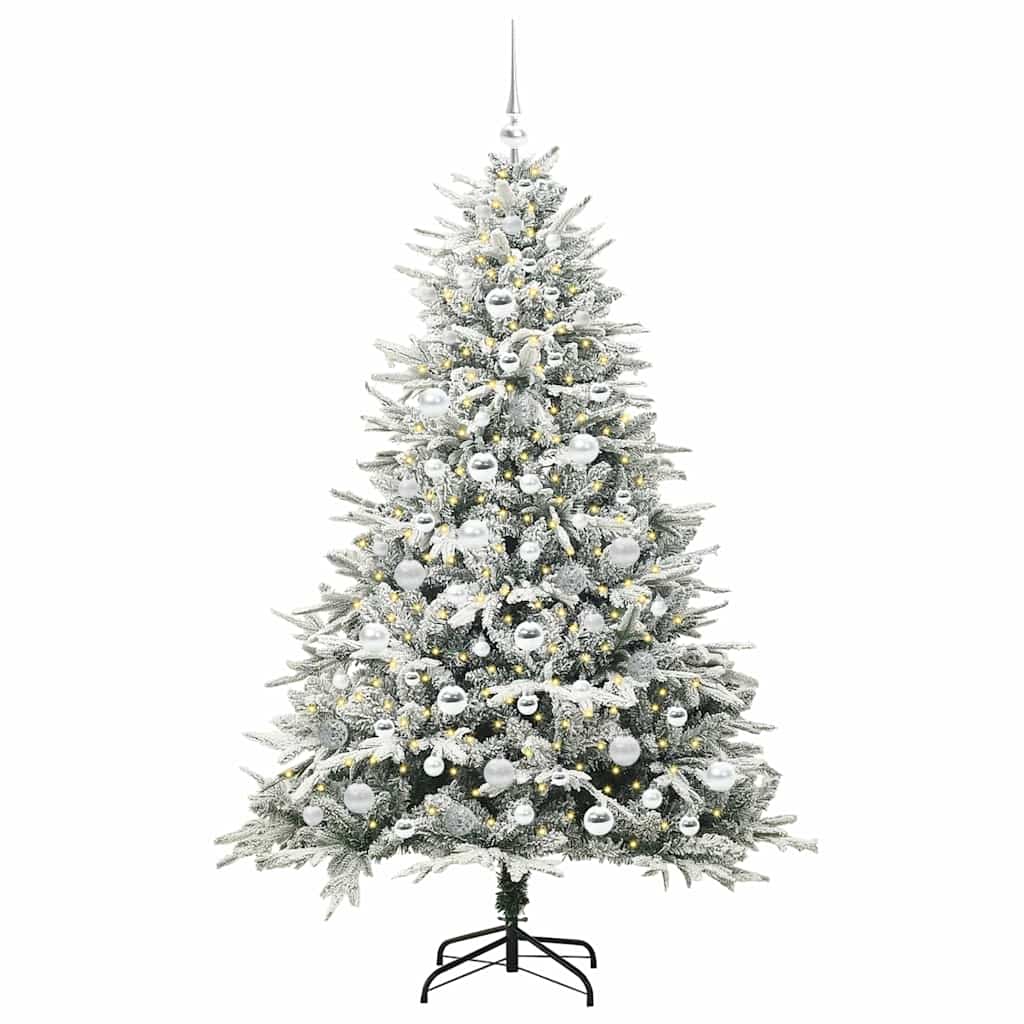 Albero di Natale Artificiale Pre-illuminato con Set di Palline