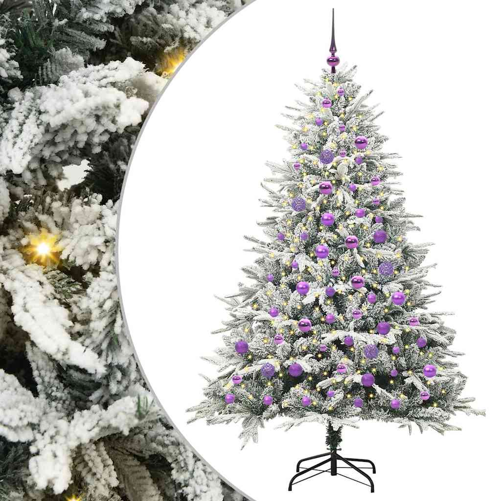 Albero di Natale Artificiale Pre-illuminato con Set di Palline