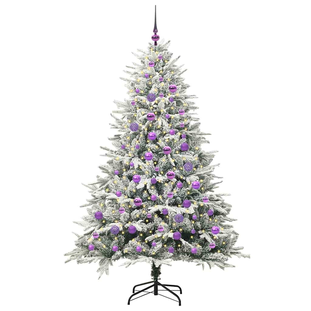 Albero di Natale Artificiale Pre-illuminato con Set di Palline