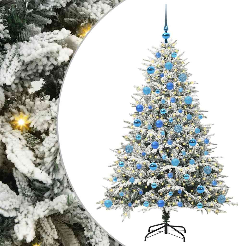 Albero di Natale Artificiale Pre-illuminato con Set di Palline