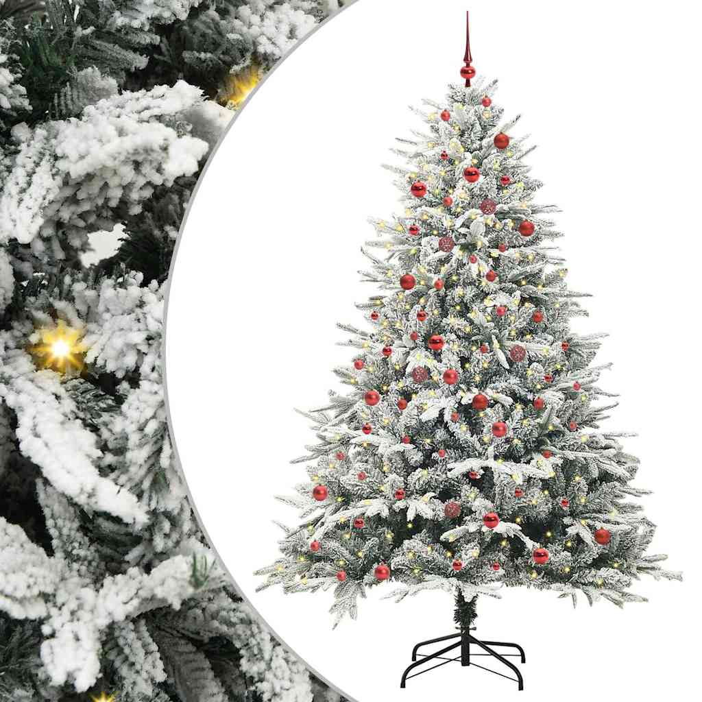 Albero di Natale Artificiale Pre-illuminato con Set di Palline