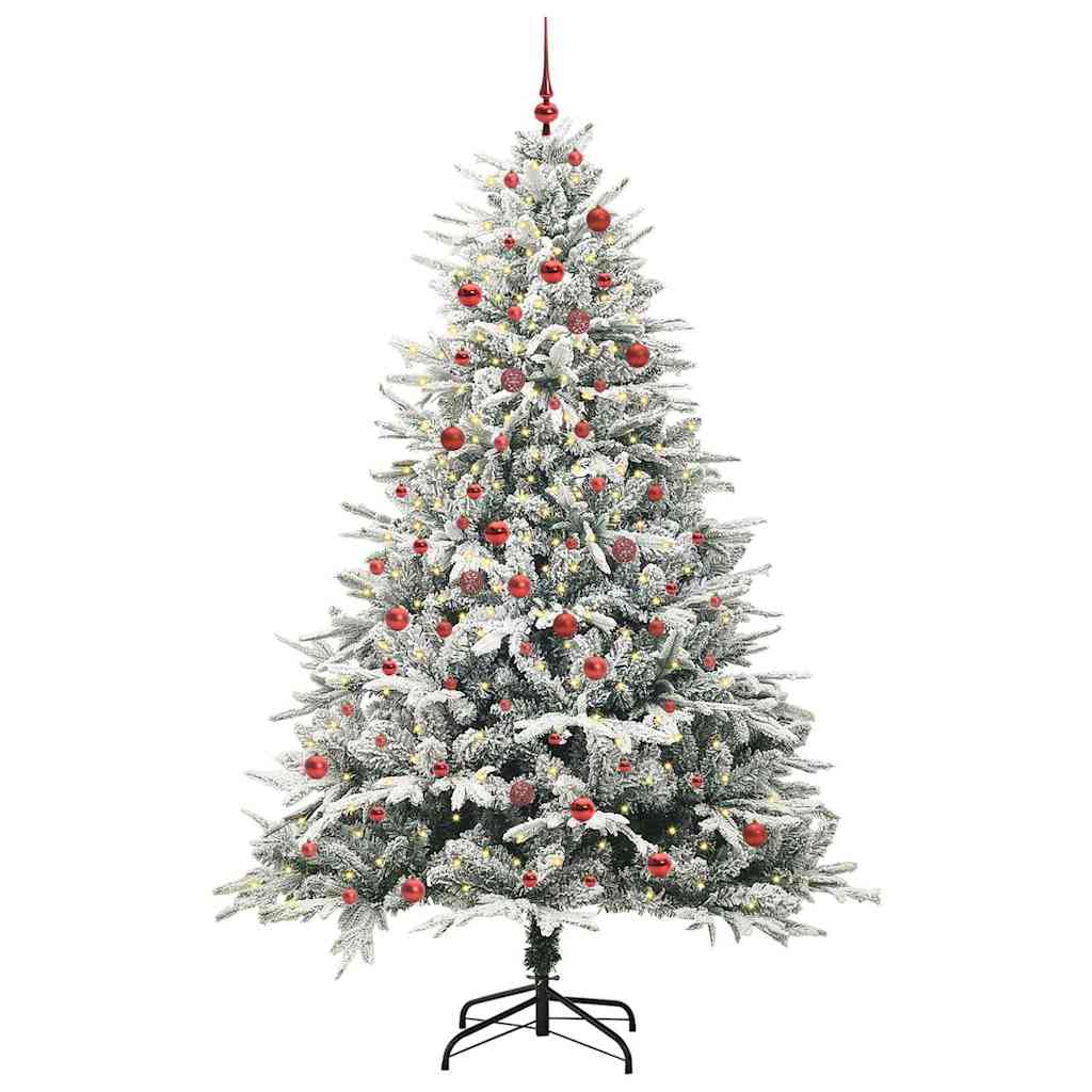 Albero di Natale Artificiale Pre-illuminato con Set di Palline