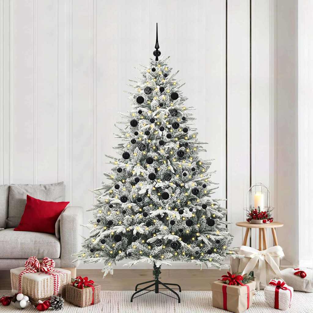 Albero di Natale Artificiale Pre-illuminato con Set di Palline