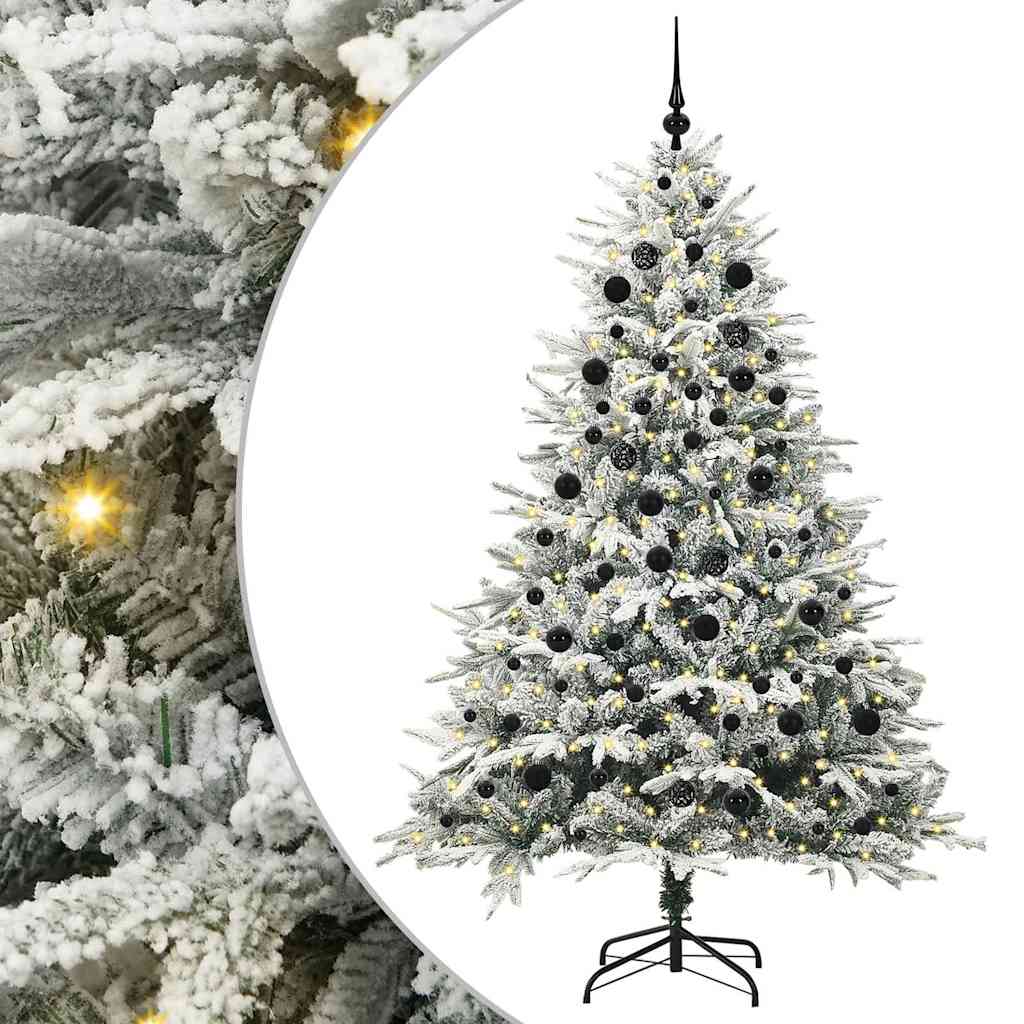 Albero di Natale Artificiale Pre-illuminato con Set di Palline