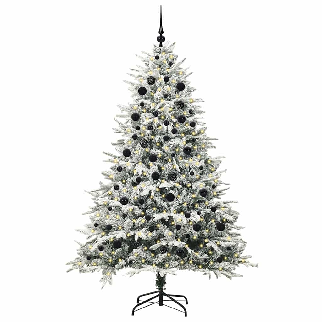 Albero di Natale Artificiale Pre-illuminato con Set di Palline