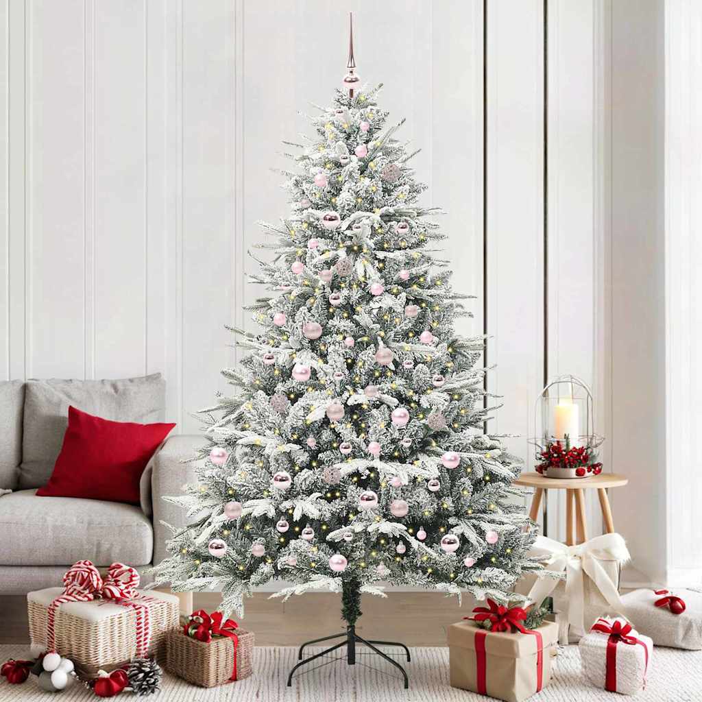 Albero di Natale Artificiale Pre-illuminato con Set di Palline