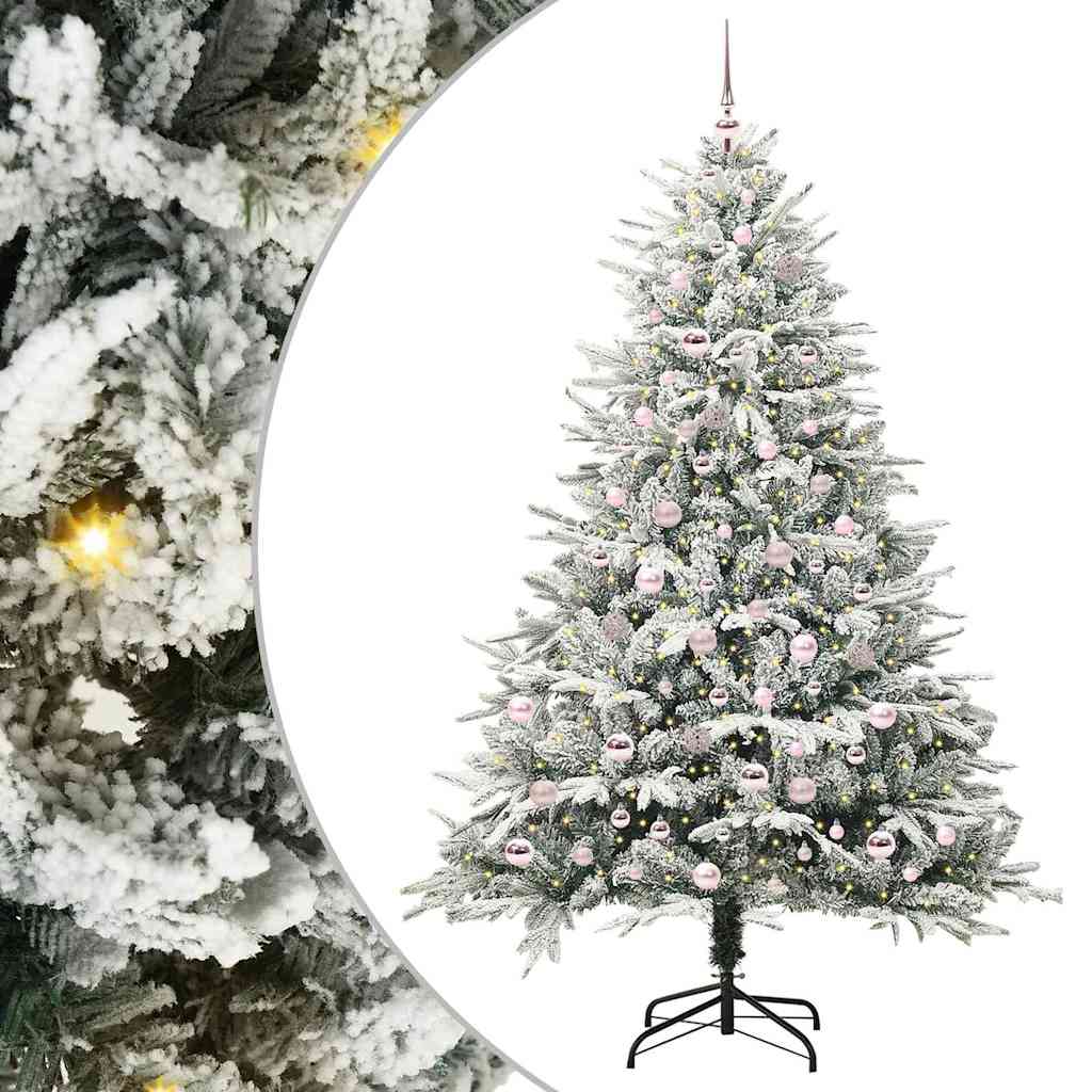 Albero di Natale Artificiale Pre-illuminato con Set di Palline