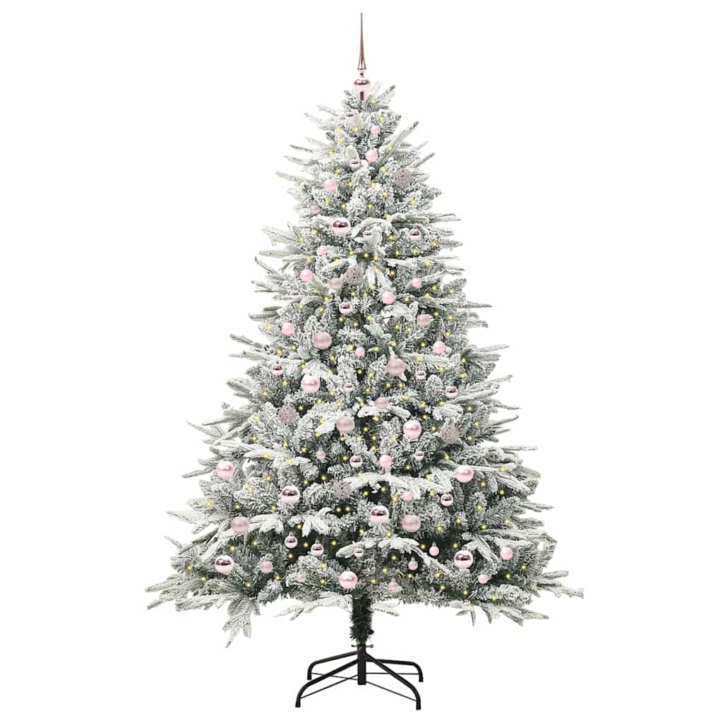 Albero di Natale Artificiale Pre-illuminato con Set di Palline
