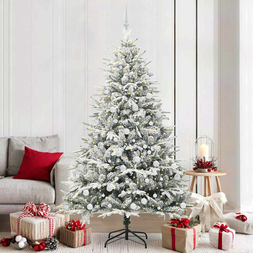 Albero di Natale Artificiale Pre-illuminato con Set di Palline