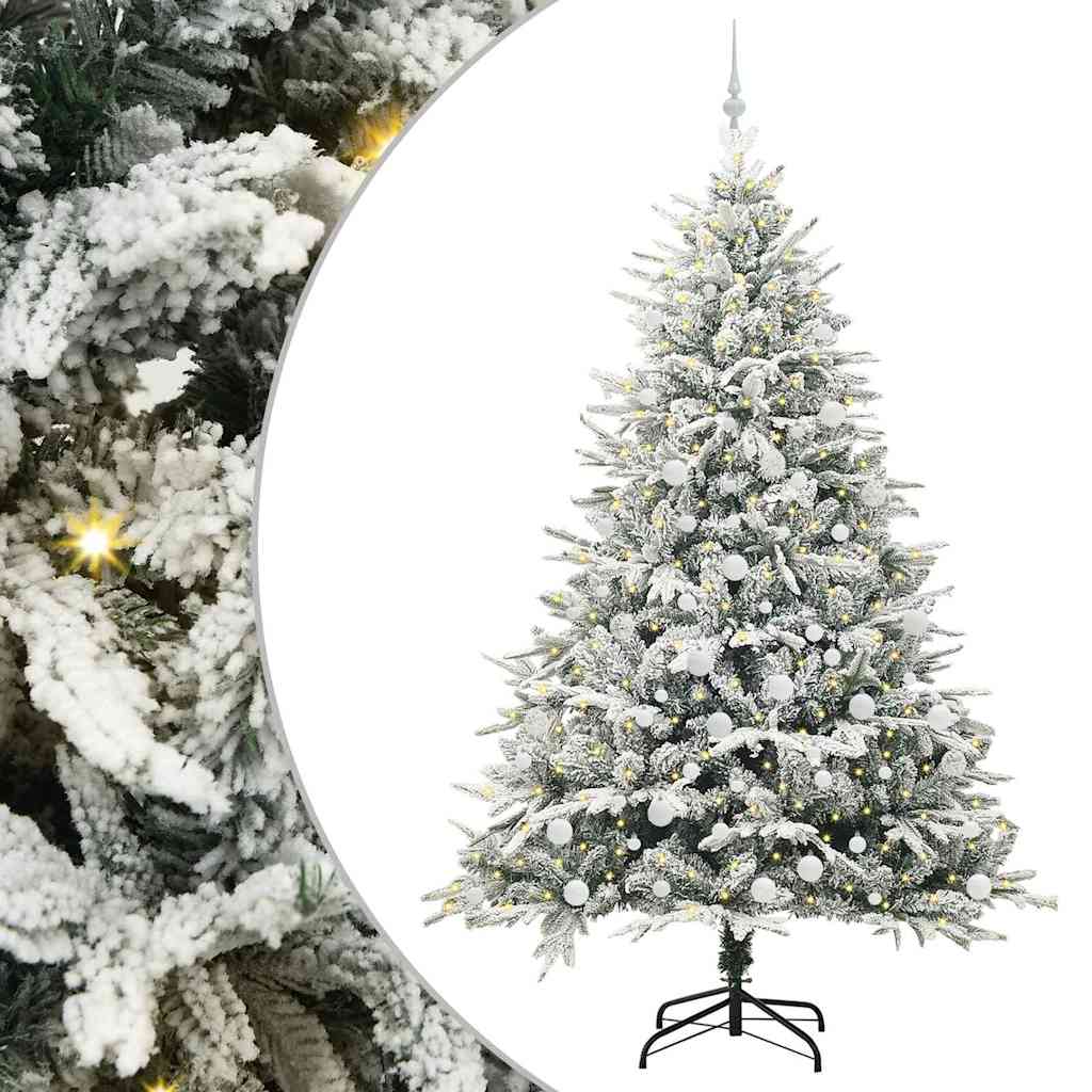 Albero di Natale Artificiale Pre-illuminato con Set di Palline