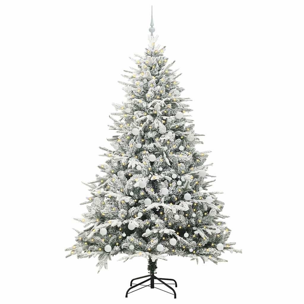 Albero di Natale Artificiale Pre-illuminato con Set di Palline