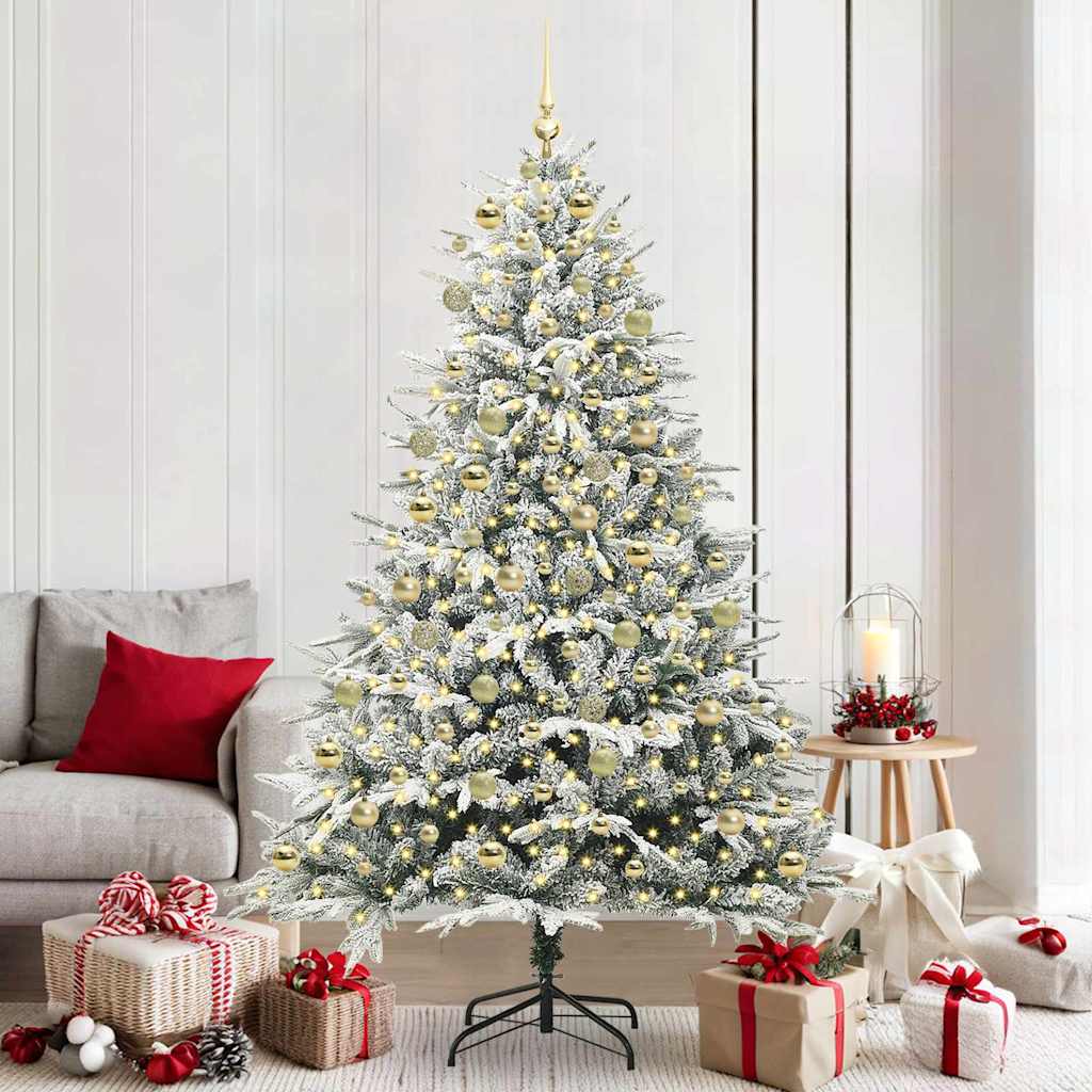 Albero di Natale Artificiale Pre-illuminato con Set di Palline