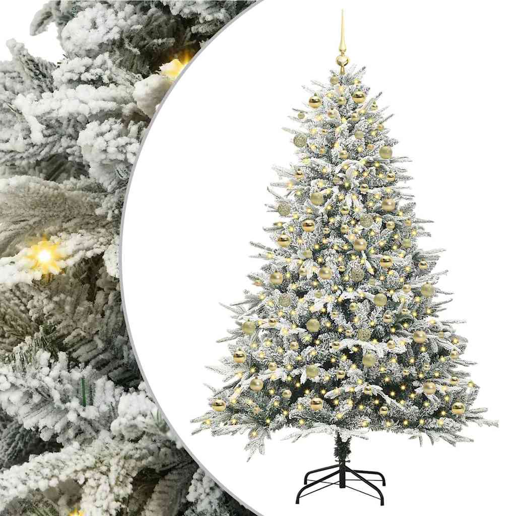 Albero di Natale Artificiale Pre-illuminato con Set di Palline