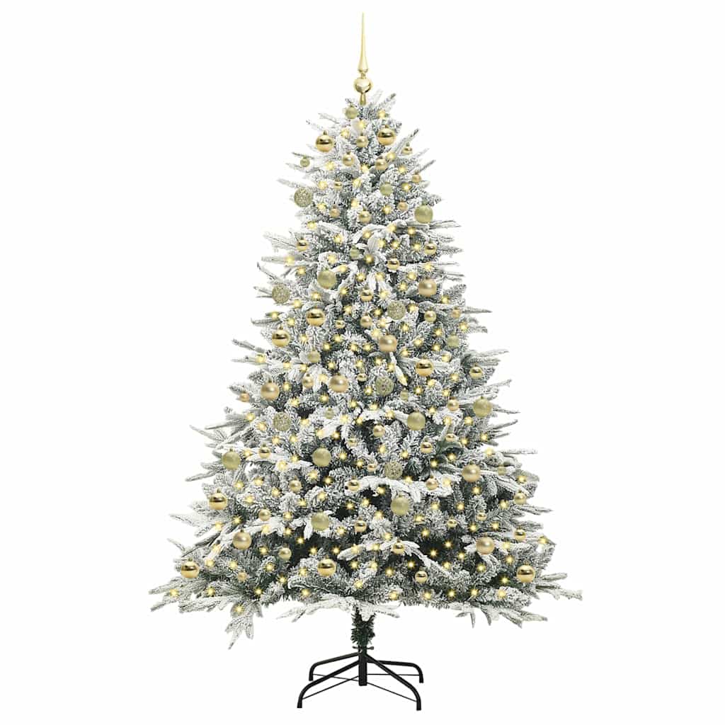 Albero di Natale Artificiale Pre-illuminato con Set di Palline