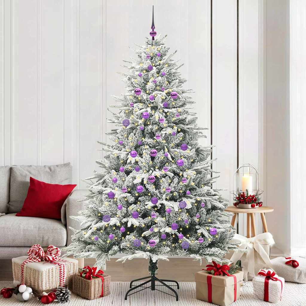 Albero di Natale Artificiale Pre-illuminato con Set di Palline