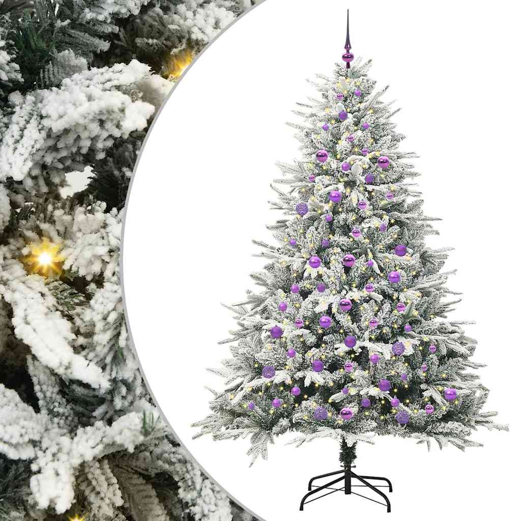 Albero di Natale Artificiale Pre-illuminato con Set di Palline
