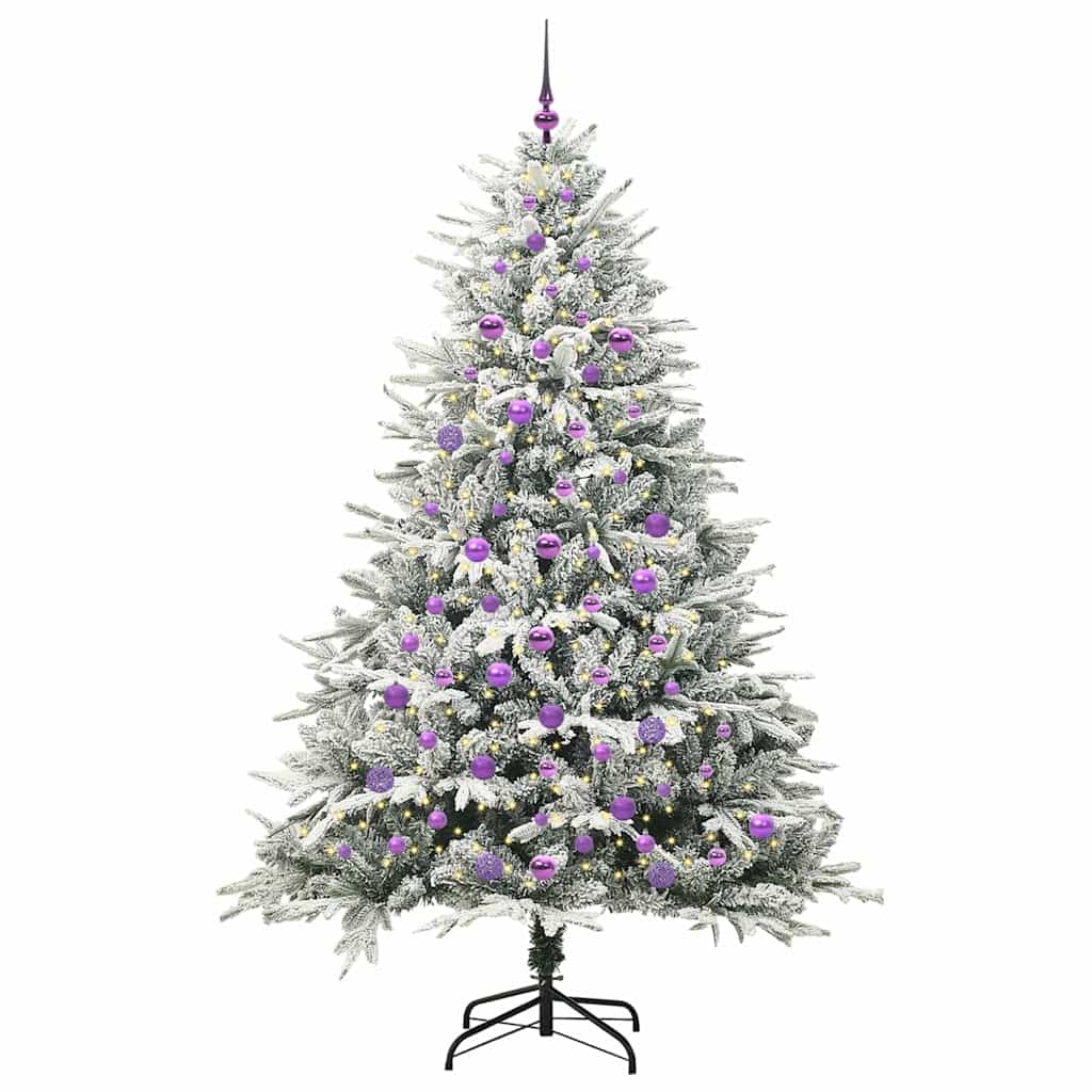 Albero di Natale Artificiale Pre-illuminato con Set di Palline
