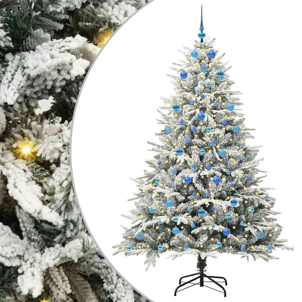 Albero di Natale Artificiale Pre-illuminato con Set di Palline