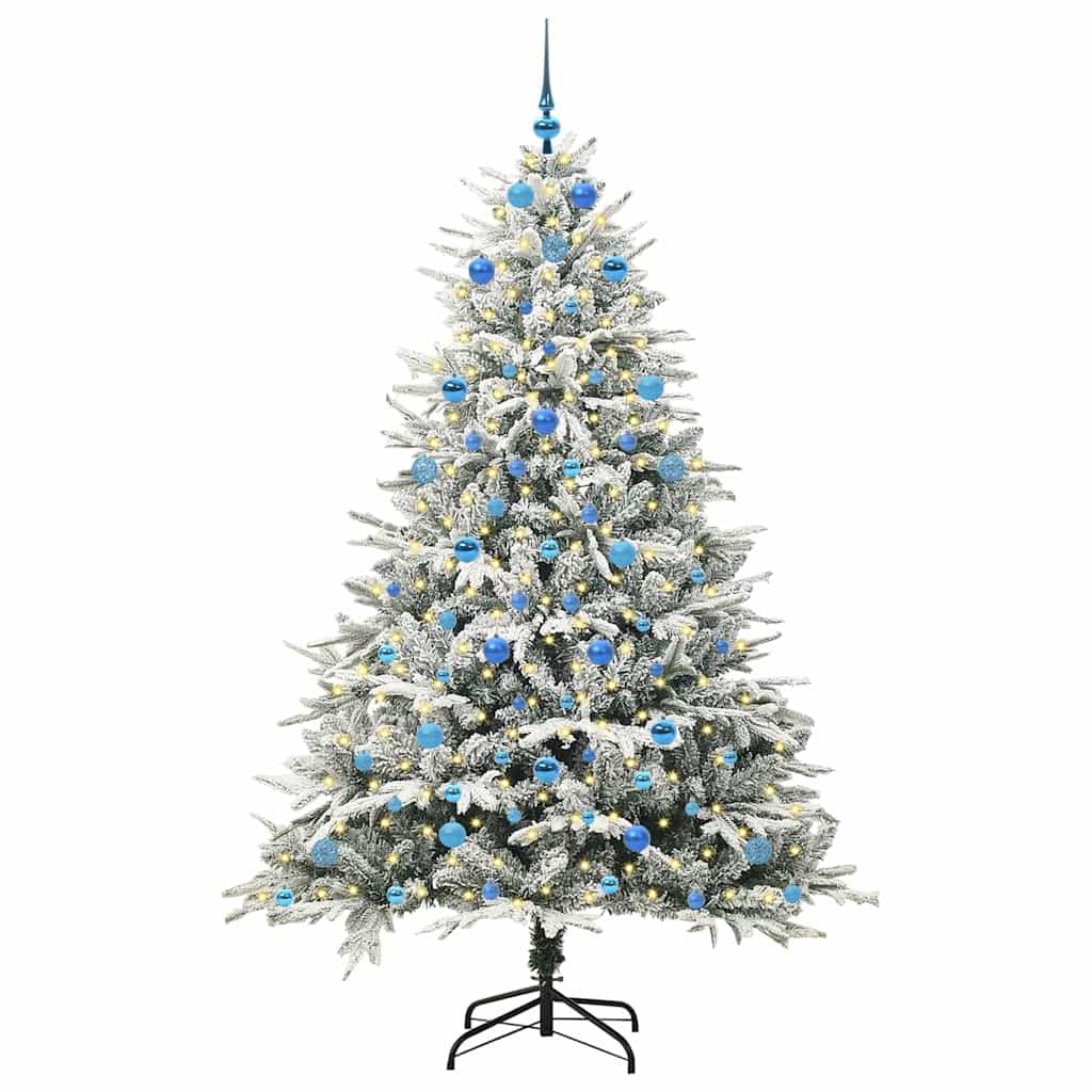 Albero di Natale Artificiale Pre-illuminato con Set di Palline