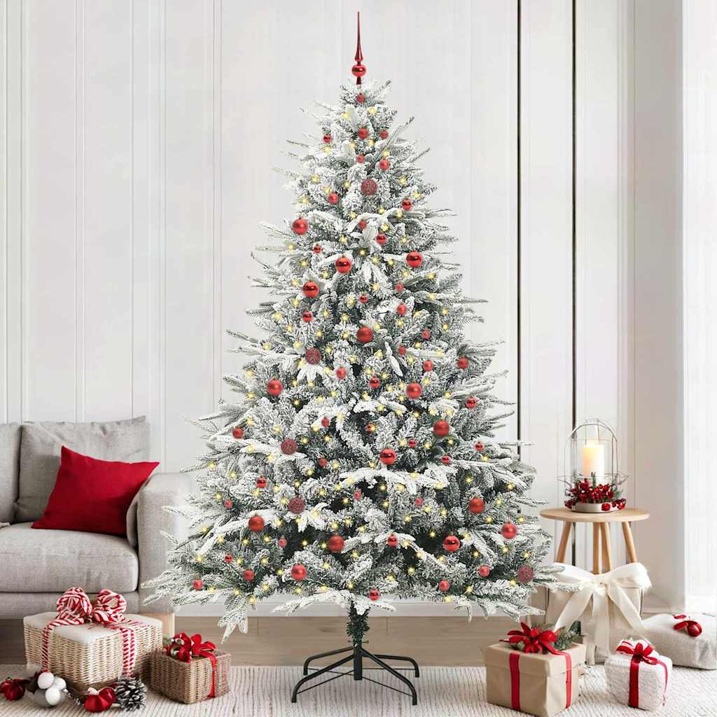 Albero di Natale Artificiale Pre-illuminato con Set di Palline