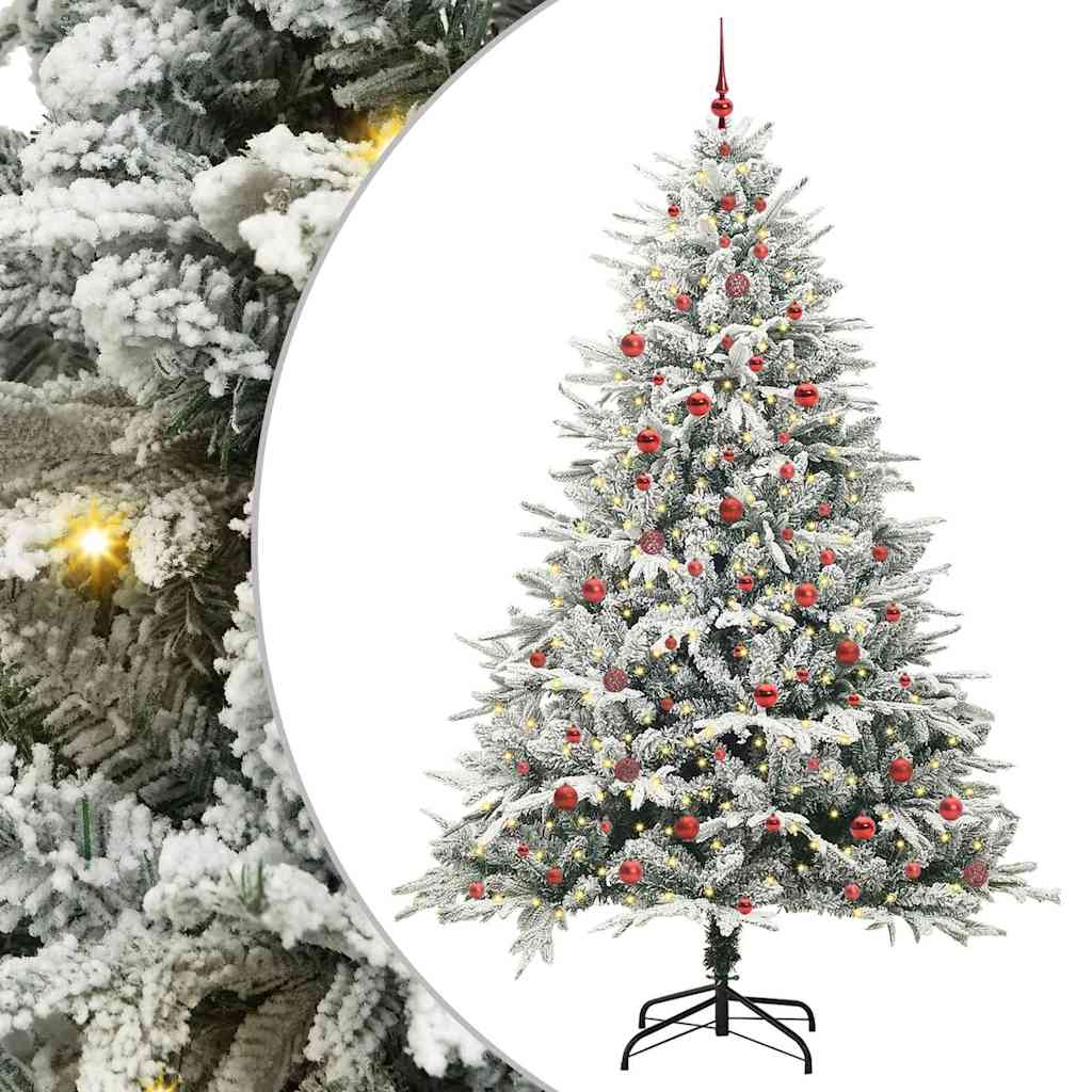 Albero di Natale Artificiale Pre-illuminato con Set di Palline