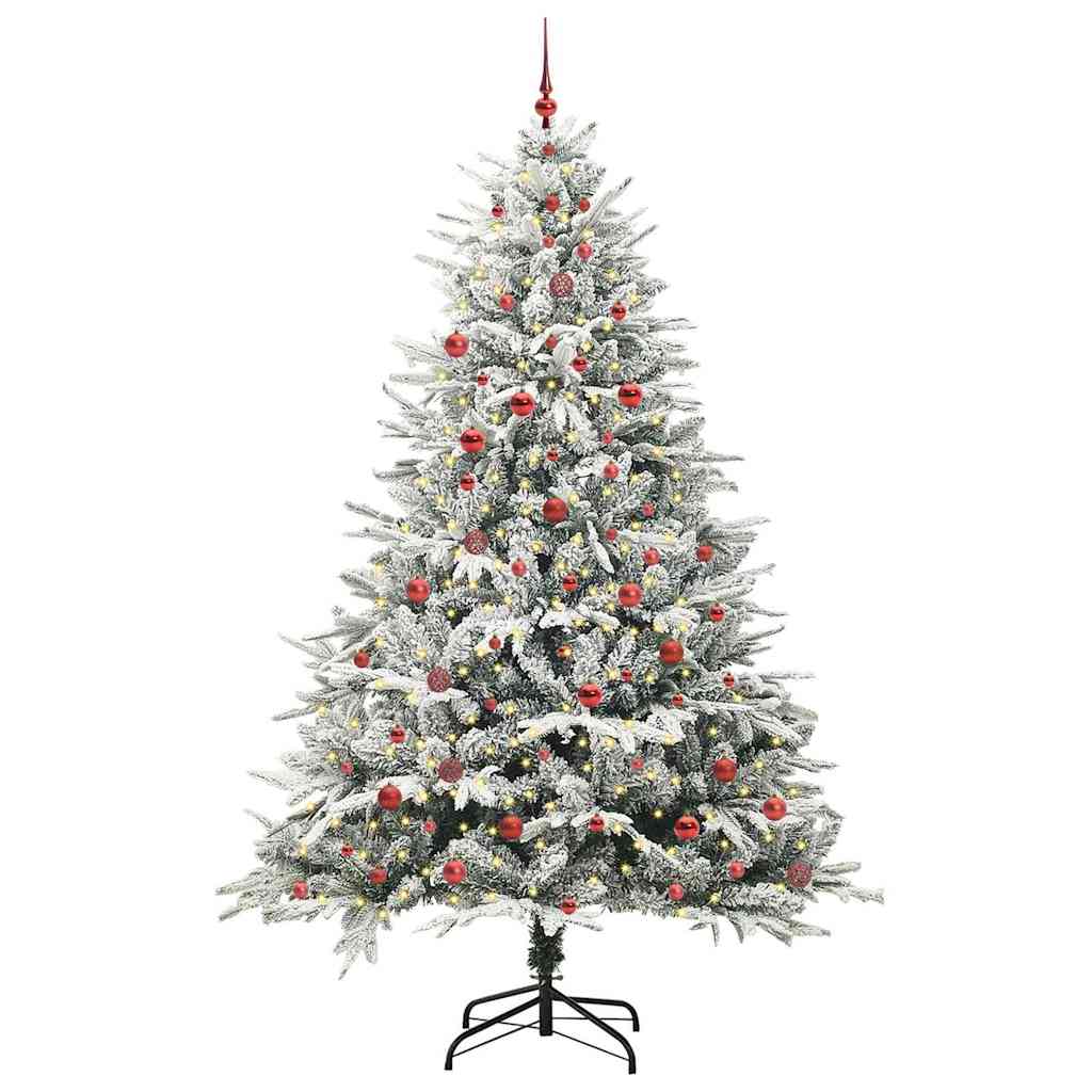 Albero di Natale Artificiale Pre-illuminato con Set di Palline