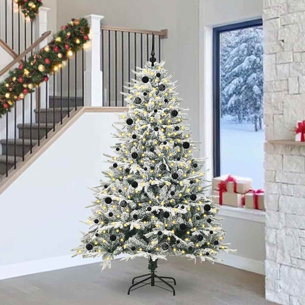 Albero di Natale Artificiale Pre-illuminato con Set di Palline